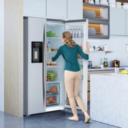 Auseo 21 Cu.ft. 36" Depth French Door Refrigerator with Ice & Water Dispenser, Auto Defrost, Gray Stainless Steel - Thumbnail 4