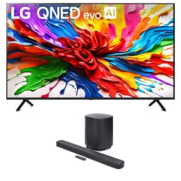 LG 65QNED92AUA 65 Inch 4K QNED Mini LED evo AI Smart TV with a JBL BAR-500-MK2 Dolby Atmos Soundbar and a 10" Wireless - Thumbnail 1