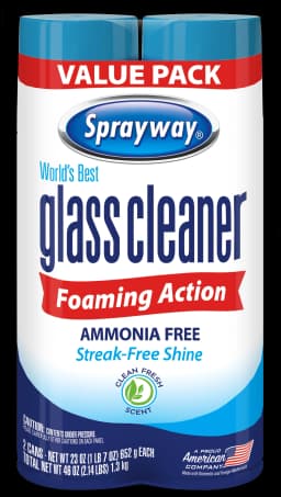 Sprayway Glass Cleaner Foaming Aerosol Spray, 19 oz, 2-Pack, Ammonia-Free, Streak-Free Shine - Thumbnail 1