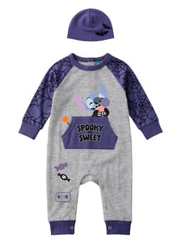 Stitch Baby Boy Long Sleeve Coverall & Hat, Sizes 0-24 Months - Thumbnail 4