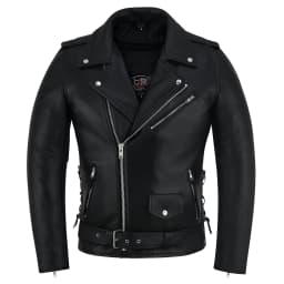 Men Motorcycle Brando Leather Jacket Distressed Zip Up Side Lacing Motorbike Jackets Black-52 - Thumbnail 1