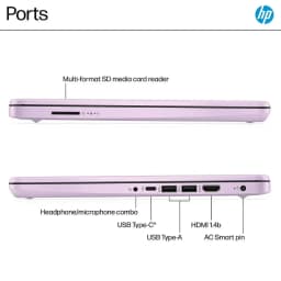 HP 14" N150 Laptop,Intel Quad-Core,8GB RAM,256GB Storage (128GB eMMC + 128GB SD) - Thumbnail 6