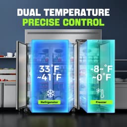 Coolake Commercial Refrigerator and Freezer Combo, 72" W Dual Temperature Zones, 54 Cu.ft 3 Door - Thumbnail 8