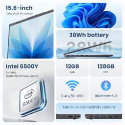 RNRUO 15.6" Laptop with Windows 11, 12GB RAM 128GB SSD, FHD Screen USB-C PD Fast Charging, Office 2024 Included - Thumbnail 4