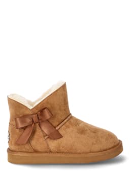 Pawz Little & Big Girls Faux Suede Shearling Bow Boots - Thumbnail 2