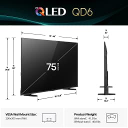 Hisense 75-Inch Class QD6030G Series QLED Google Smart TV (75QD6030G, 2025 Model) - QLED, Dolby Vision, Dolby Atmos - Thumbnail 2