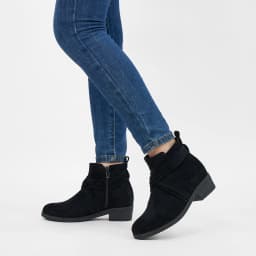 Ecetana Women's Ankle Boots Chunky Heel Round Toe Casuals Short Booties with Side Zipper - Thumbnail 7