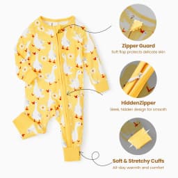 PatPat Baby Clothes Bamboo Viscose Zip Pajamas Snug Fit Newborn Infant Girls Boys Baby Gifts,0-3 Months - Thumbnail 5
