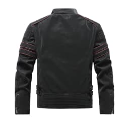 Zpanxa Men's Vintage Motorcycle Leather Jacket Solid Color with Zipper Pockets, Long Sleeve Hooded Biker Coat for Retro Style Black M - Thumbnail 4