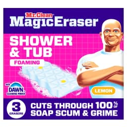 Mr. Clean Magic Eraser Sponge, Shower & Tub Cleaner, Lemon, 3 Count - Thumbnail 1