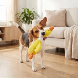 Vibrant Life Yellow Duck Plush Dog Toy with Squeaker, Chew Level 4 - Thumbnail 3