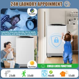 Veeboto Portable Washing Machine, Upgrade 20LBS Large Capacity Full Automatic Washing Machine, 2.8 Cu.ft Laundry Machine with 10 Programs and 8 Water - Thumbnail 4