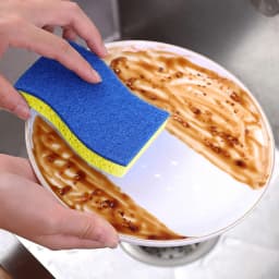 100Fens 6pc Wood Pulp Sponge Blue Scouring Cloth Kitchen Dishwashing Pot Cleaning Wood Pulp Sponge - Thumbnail 1