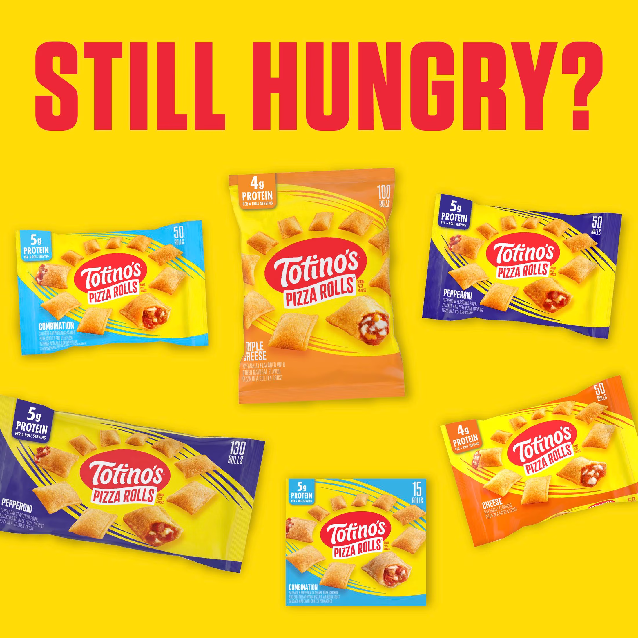 Totino's Pizza Rolls, Combination Flavored, Frozen Appetizers, 50 Rolls, 24.8 oz - Thumbnail 4
