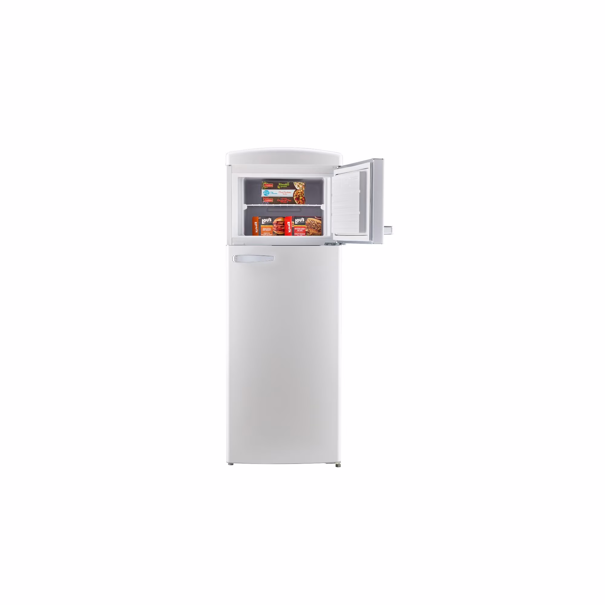 Classic Retro 7.5 cu ft Top Mount Refrigerator in Marshmallow White - Thumbnail 7