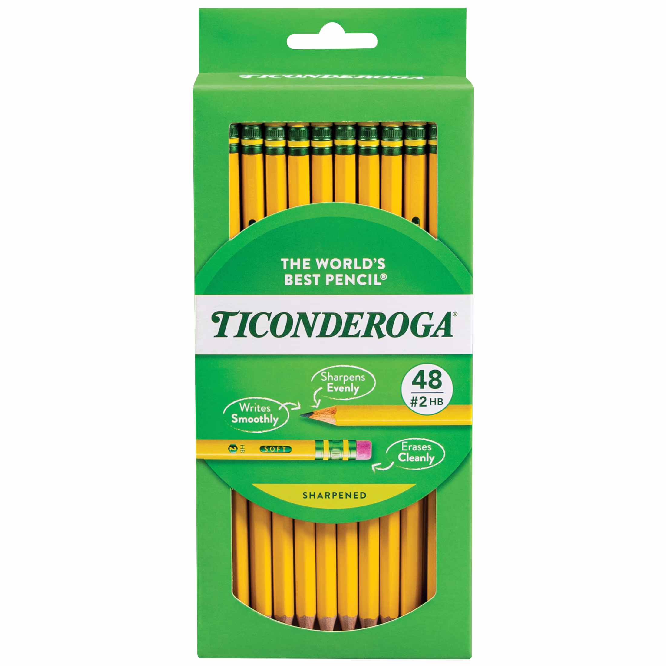 Ticonderoga Wood Pencils, Presharpened, #2 HB .3 mm Lead, Yellow, 48 Count - Thumbnail 1