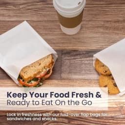 Fit Meal Prep 200 Pack Paper Sandwich Bags 7 x 6”, Greaseproof Snack Bags, Food Grade Pastry Bag, Recyclable Small Paper Bags, Cookie Sleeves, Food - Thumbnail 5