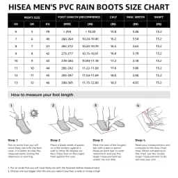 HISEA Men's Rain Boots with Steel Shank, Waterproof Rubber Protective Footwear, Seamless PVC Rainboots Non-Steel Toe Outdoor Work Boots, Durable Garden Fishing Tall Kneed Boot, Size 10 Black - Thumbnail 2