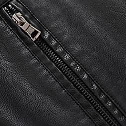 Gamivast Striped Jacket for Men Faux Leather Casual Color Block Motorcycle Coat Vintage Pu Biker Outerwear Stand Collar Zip up Moto Windbreaker - Thumbnail 6