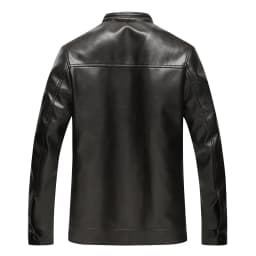 Maoxin Men's Jacket Men's Fashion Vintage Motorcycle Solid Color Zipper Pocket Leather Long Sleeved Hooded Jacket Plus Size Jackets for Men Black L - Thumbnail 3