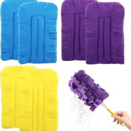 Microfiber,, Dust Cleaner, Window Blind Cleaner, Blind Cleaner, Bendable, Assorted Bright Shades, 5 Duster Refills 1 Pc Handle, Home Dusting, Vinyl - Thumbnail 4