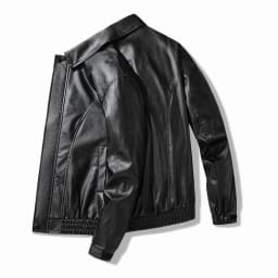 Leather Jacket Men Casual Long Sleeve Zip Up Outerwear Coat with Pockets Slim Fit Biker Motorcycle Jackets, Black, XL - Thumbnail 6