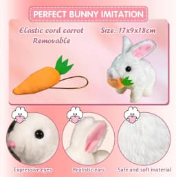 My Realistic Bunny 2025 Easter Real Lifelike Bunny Rabbits That Move Bunbi Hopping Moving Robot Bunny Cute Stuffed Bunny Plush Animals Interactive - Thumbnail 5