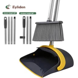 Eyliden Broom and Dustpan Combo Set for Home Hardwood Floor with Long Handle to 50", Dark Grey - Thumbnail 1