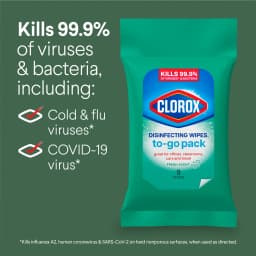 Clorox Disinfecting Cleaning Wipes To Go Pack, Bleach Free, Fresh Scent, 9 Count - Thumbnail 8