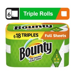 Bounty Paper Towels Full Sheet, 6 Triple Rolls - Thumbnail 1