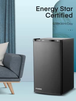 3.2 Cu. ft Refrigerator for Home, Fridge with Freezer for Bedroom, 31"D x 18"W x 19"H, Black - Thumbnail 3