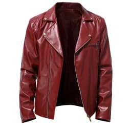 Men's Vintage Slim Faux Leather Shacket Coat Gothic Solid Color Zipper Lapel Cardigan Fashion Punk Motorcycle Jacket - Thumbnail 2
