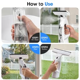 Electric Window Squeegee Glass Cleaner Tool, 3 in 1 Mirror Window Cleaner Squeegee Kit with Spray Cordless Electric Window Vacuum for Windows, Tiles - Thumbnail 5
