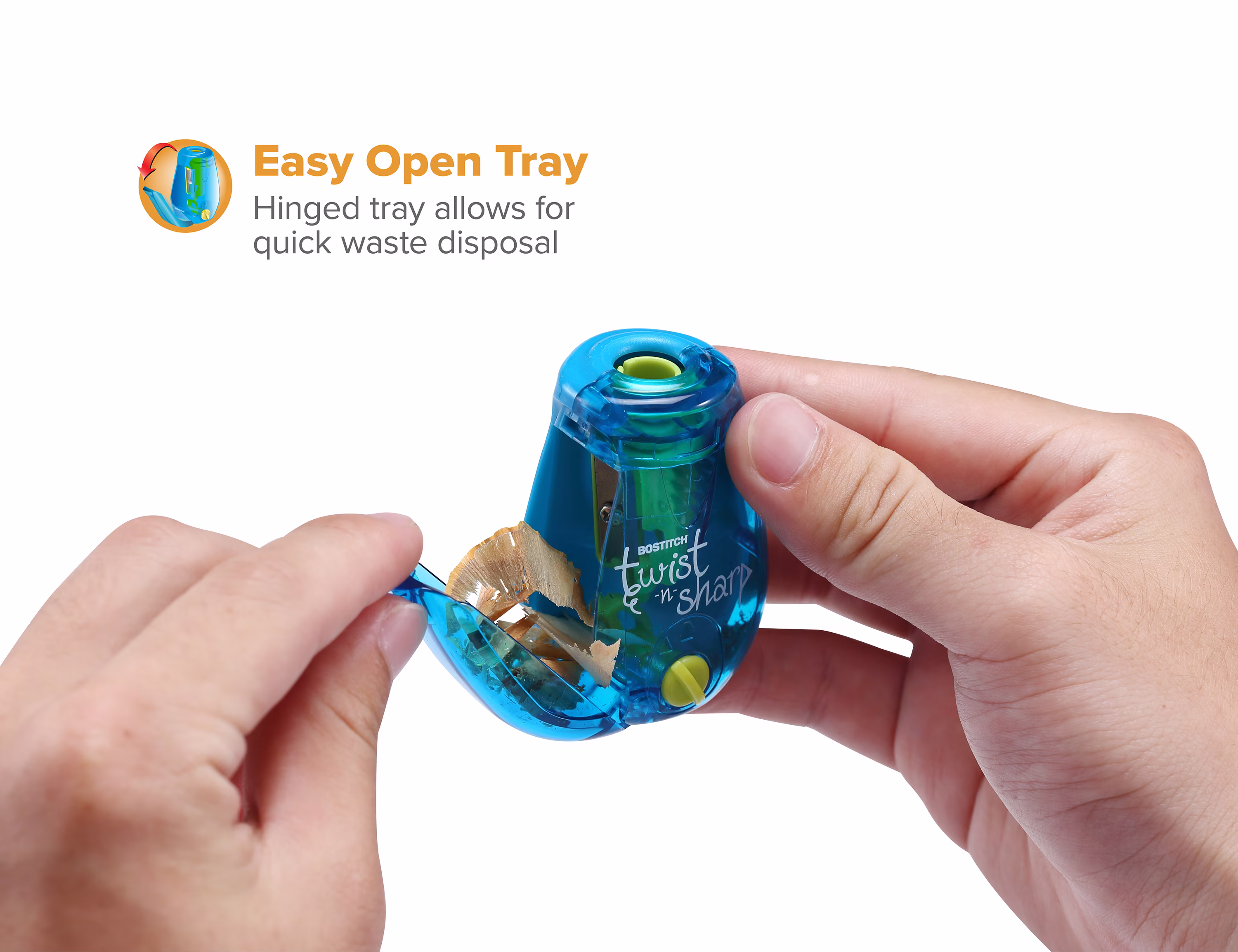 Bostitch Twist-N-Sharp Pencil Sharpener Handheld-Blue-1 Each - Thumbnail 2