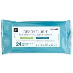Medline ReadyFlush Flushable Personal Cleansing Wipes, Fragrance Free, 8 x 10In, 24 Count - Thumbnail 1