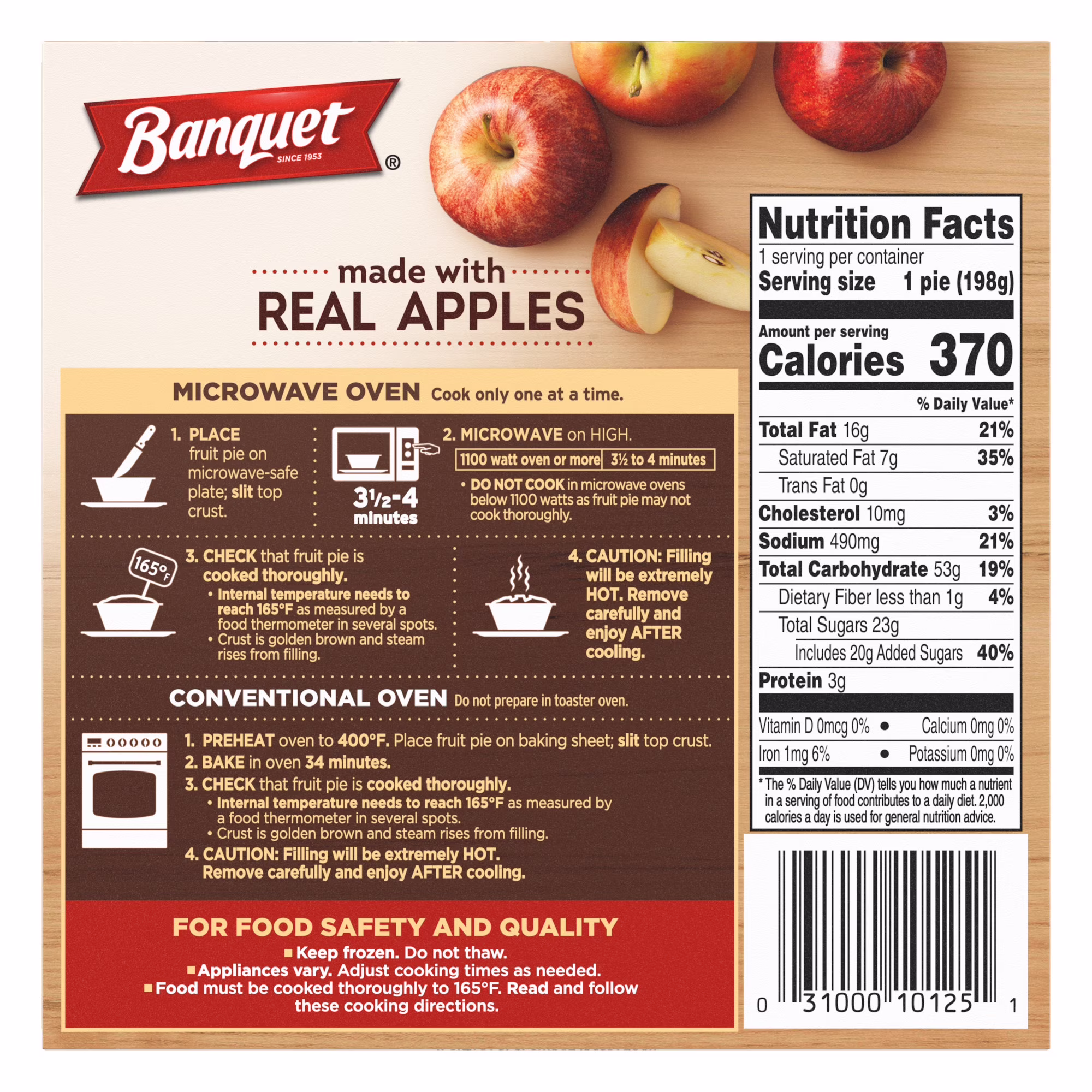 Banquet Apple Pie, Frozen Dessert, 7 oz - Thumbnail 8