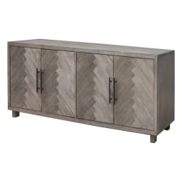 80" Four Door TV Console Entertainment Stand Wood Cabinet Fully Assembled Gray - Thumbnail 1