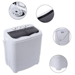 Hassch Semi-Automatic Washing Machine with 2 Tub, Compact Laundry Machine with Built-in Drain for Home, Apartment, Gray - Thumbnail 5