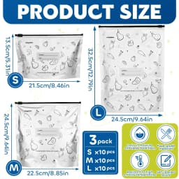 DTFMZOV Reusable Aluminum Foil Sealable Storage Bags 30 Pack, 3 Size Thicken Vacuum Zipper Pouches for Food Preservation, Stand Up Foil Freezer Bags - Thumbnail 2