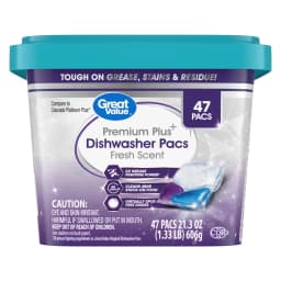 Great Value Premium Plus Dishwasher Pacs, Fresh Scent, 47 Count - Thumbnail 12
