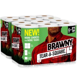 Brawny Tear-A-Square Paper Towels, 12 Rolls - Thumbnail 1