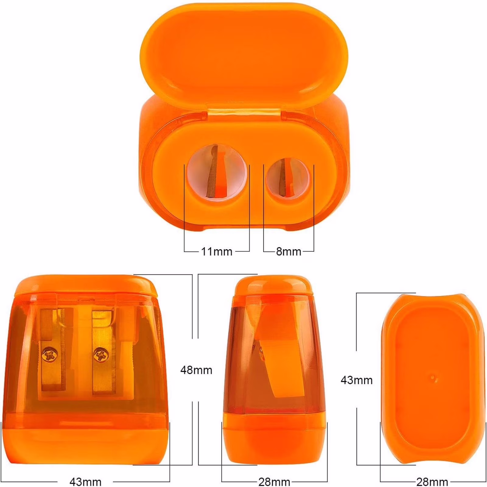 4 PCS Dual Hole Manual Pencil Sharpener with Lid – Oval Portable for Teens, Works with Standard & Colored Pencils, Back to Campus Supplies for Home - Thumbnail 6