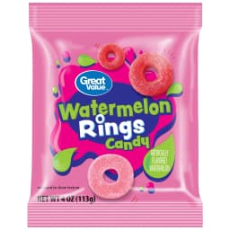 Great Value Watermelon Rings Gummy Candy, 4 oz - Thumbnail 1
