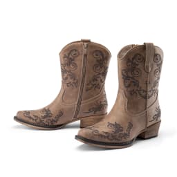 DREAM PAIRS Women's Cowboy Cowgirl Western Ankle Boots Low Chunky Heels Square Toe Fall Short Booties Shoes - Thumbnail 1
