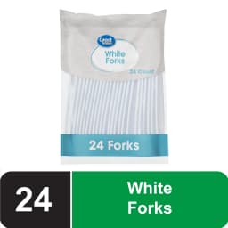 Great Value Plastic Disposable Forks, Basic White, 24 Count - Thumbnail 1