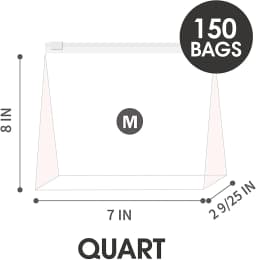 24/7 Bags - Slider Storage Bags, Quart Size with Expandable Bottom, 150 Count (6 Packs of 25) - Thumbnail 2