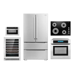 Cosmo 5 Piece Kitchen Appliance Package With 30" Electric Cooktop 24" 48 Bottle Freestanding Wine Refrigerator 24" Single Electric Wall Oven 30" - Thumbnail 1