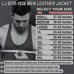 Men's Motorcycle Motorbike Cowhide Leather Jacket Distress Zip Up CE Approved Protection Jacket Black-6XL - Thumbnail 2