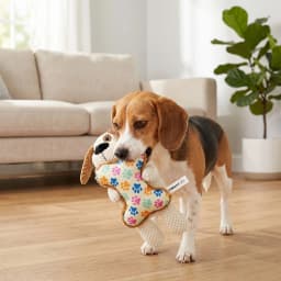 Vibrant Life Brown Dog with Bone Plush Dog Toy with Squeaker, Chew Level 4 - Thumbnail 3