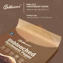 Baklicious 220 Pcs 9x13inch Brown Unbleached Pre Cut Parchment Paper Sheets,Non-Stick - Thumbnail 2